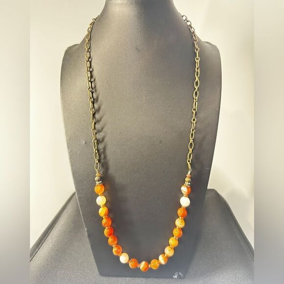 Stunning faceted carnelian and crystal beaded necklace! - Picture 10 of 10